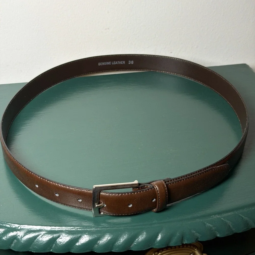 Classic Chocolate Brown Genuine Leather Women's Belt Sz 38 Italy
